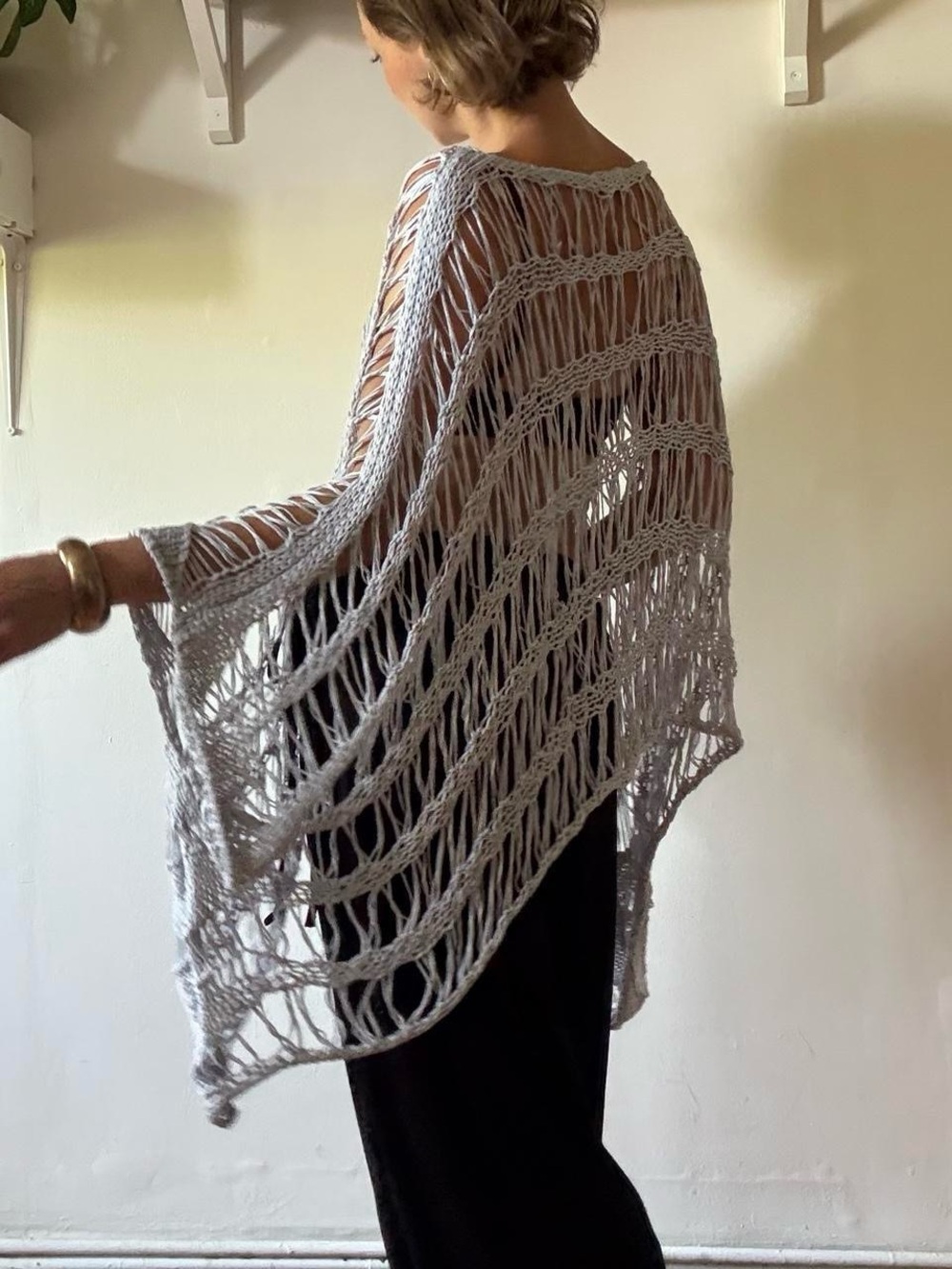 Open knit vintage poncho top — Made in Italy